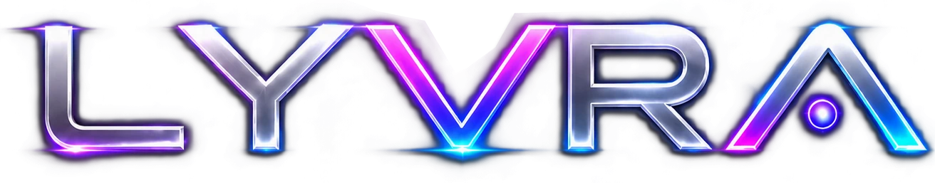 LYVRA Neon-Chrome-Wortmarke